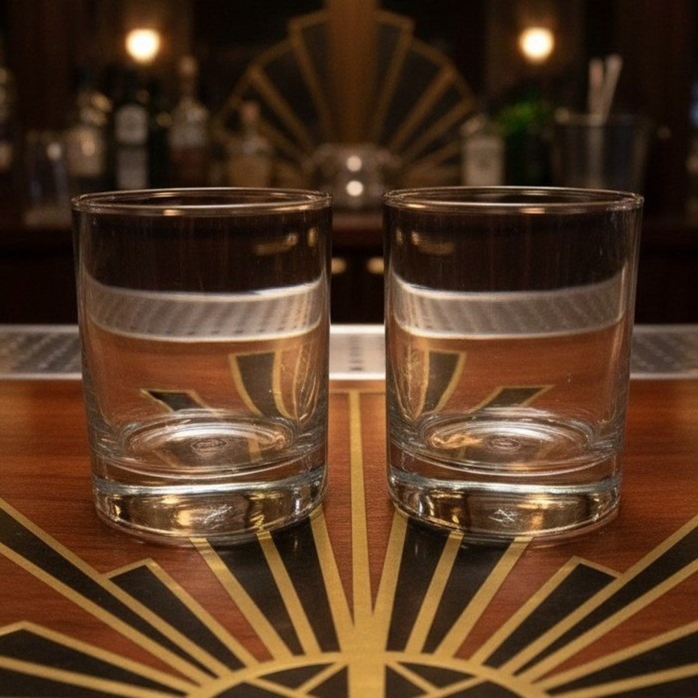 Circleware Crystal Double Old Fashioned Glasses, Set of 2, Vintage Luxor Design